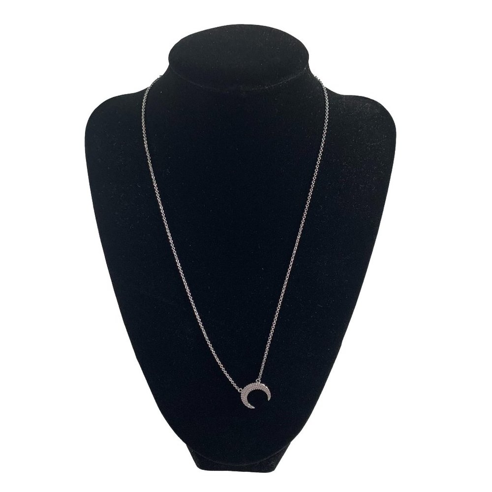 Jewlybox Necklace 19" Silver Tone Crescent Moon Pendant Rhinestones Celestial